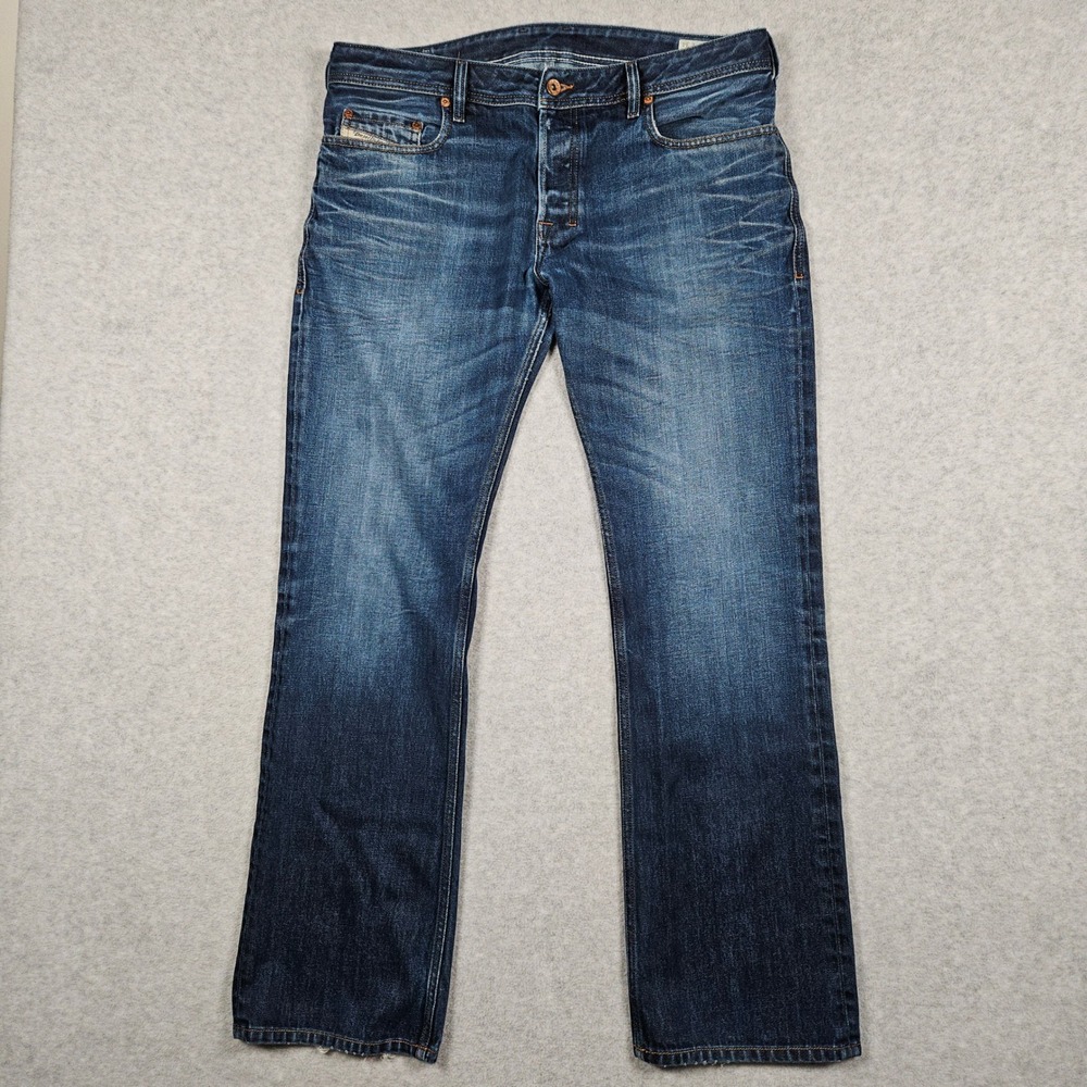 Diesel Men's 36x34 Blue Jeans Zatiny Bootcut Button Fly Denim Medium 0073N Italy